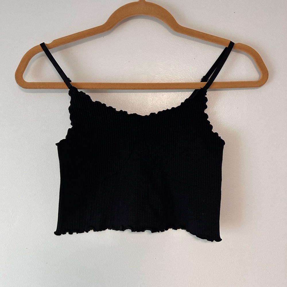 Black Ribbed Crop Top